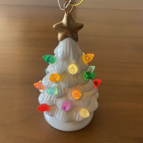 Lit Ceramic Retro Christmas Tree Ornament White Wondershop 2023 Target Light Up - Picture 6 of 7